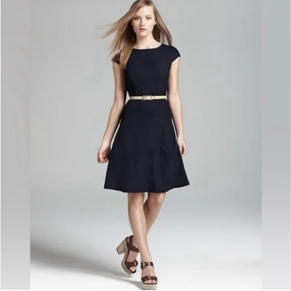 Anne Klein Cap Sleeve Dress Sz 10 Black Textured Work Party LBD Classic Stretch - Picture 11 of 11